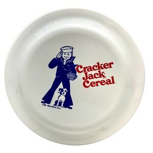 VTG 80s Cracker Jack Frisbee Disc Ralston Purina Sailor Jack Bingo Dog White EUC